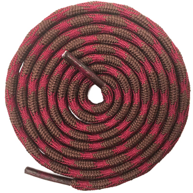 DELELE 2 Pair Round Wave Shape Non Slip Heavy Duty and Durable Outdoor Climbing Shoelaces Purple Red&Brown Hiking Shoe Laces Shoestrings-63 inch - Image 1